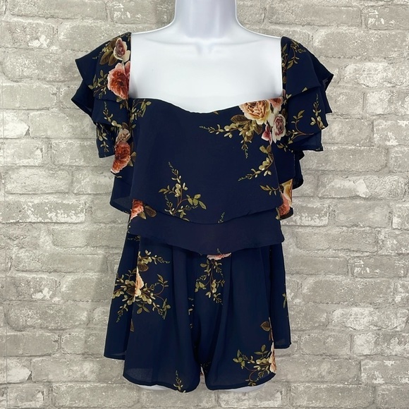 LF Rumor Boutique Layered Floral Romper - Picture 1 of 8